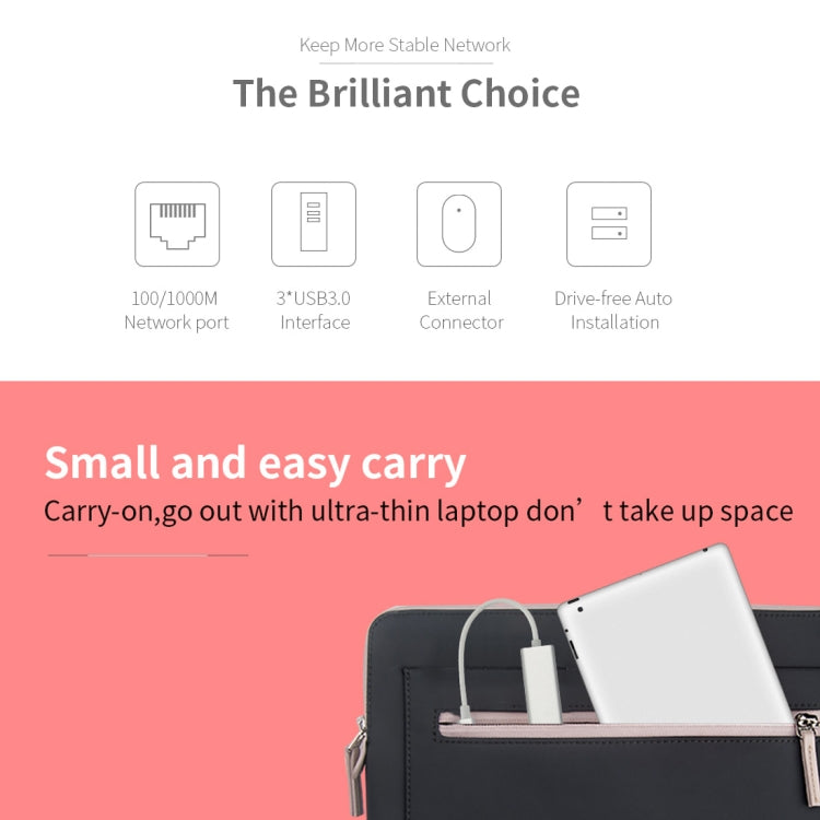 Aluminum Shell 3 USB3.0 Ports HUB + USB-C / Type-C Gigabit Ethernet Adapter, USB Type-C 1000Mbps – Durable Build, Easy to Use