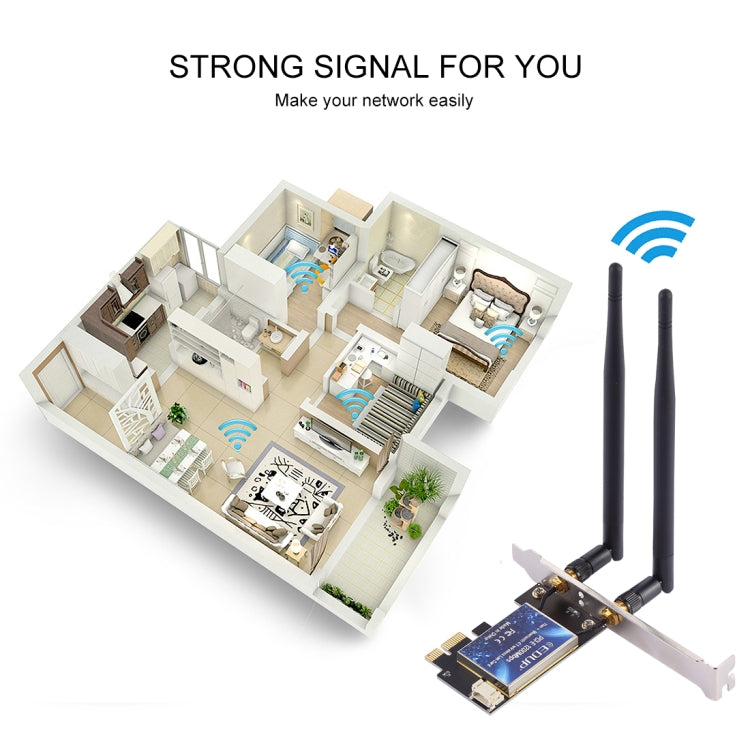 EDUP EP-9620 2 in 1 AC1200Mbps 2.4GHz & 5.8GHz Dual Band PCI-E 2 Antenna WiFi Adapter External Network Card + Bluetooth, EP-9620 1200Mbps (2 in 1) – Bluetooth, Data Transmission