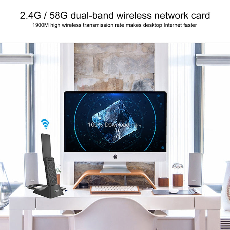 EDUP EP-AC1675 AC1900Mbps 2.4GHz & 5.8GHz Dual Band USB3.0 WiFi Adapter External Network Card, EP-AC1675 – Flip, Data Transmission