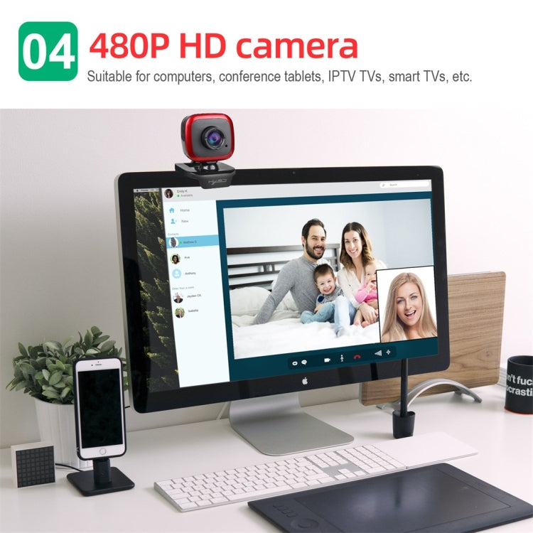 HXSJ A849 480P Adjustable 360 Degree HD Video Webcam PC Camera with Microphone – Durable Build, Easy to Use