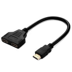 30cm HDMI Male to Dual HDMI Female 1.4 Version Cable Connector Adapter – Durable Build, Easy to Use