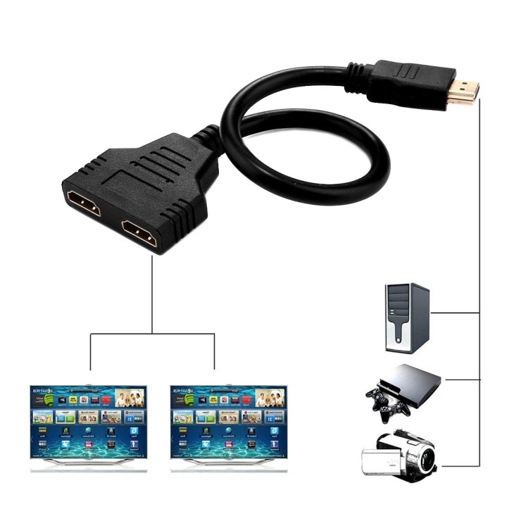 30cm HDMI Male to Dual HDMI Female 1.4 Version Cable Connector Adapter – Durable Build, Easy to Use