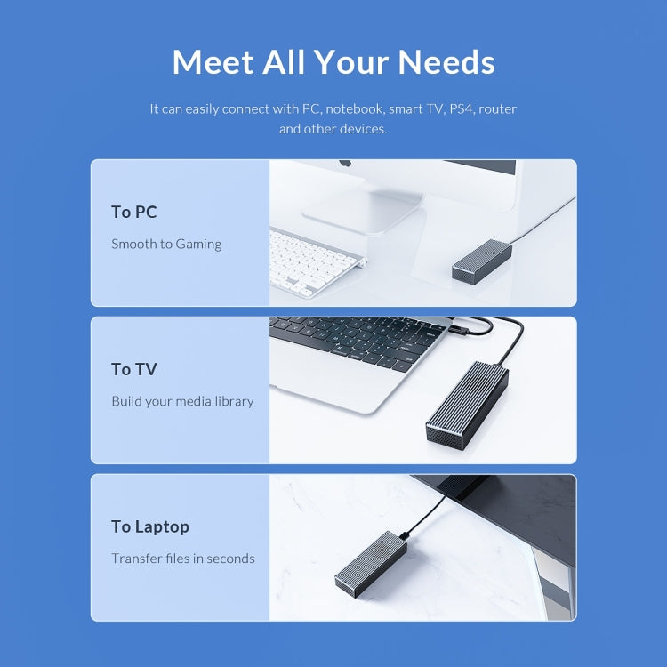 ORICO M2PVC3-G20-GY-BP USB3.2 20Gbps M.2 NVMe SSD Enclosure, M2PVC3-G20-GY-BP – TPU