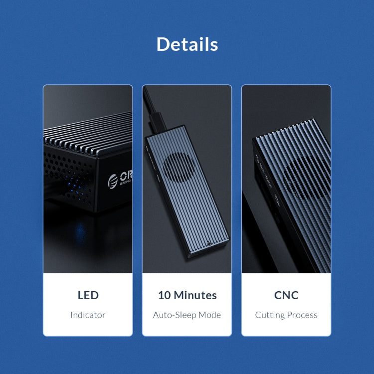 ORICO M2PVC3-G20-GY-BP USB3.2 20Gbps M.2 NVMe SSD Enclosure, M2PVC3-G20-GY-BP – TPU