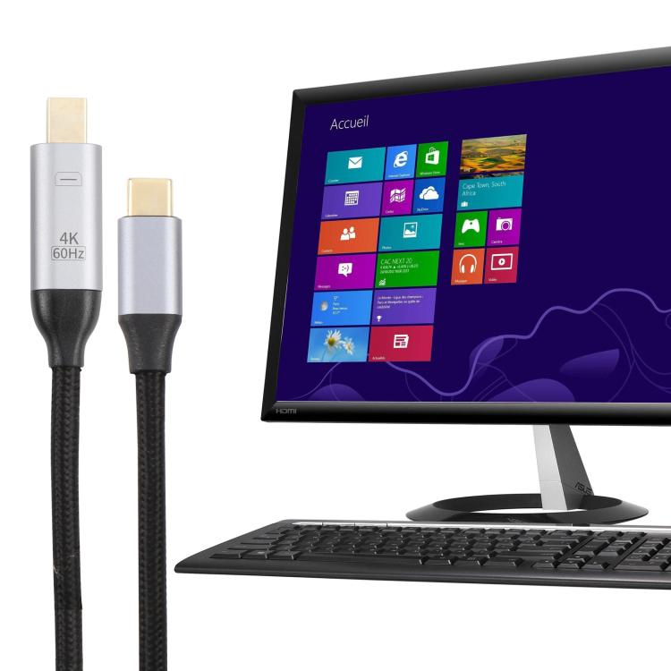 USB-C / Type-C Male to 4K 60Hz Mini DP Male Adapter Cable, Length: 1.8m, Mini DP Male – TPU, 4K