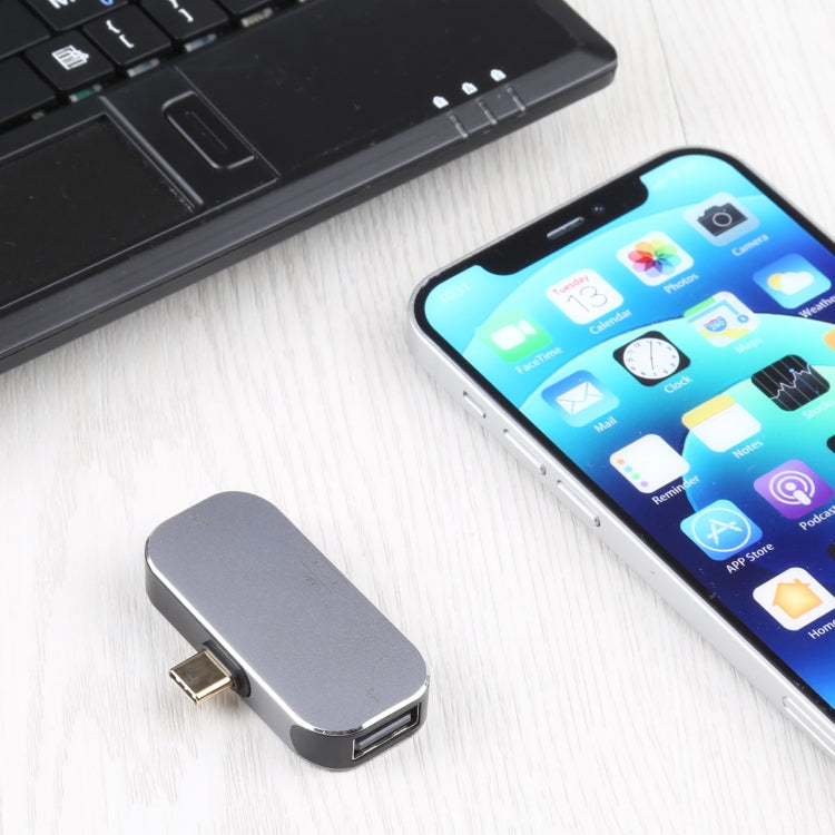 3 in 1 USB-C / Type-C Male to USB-C / Type-C Charging + USB + DP Female Adapter, USB-C / Type-C + USB + DP – Data Transmission, TPU