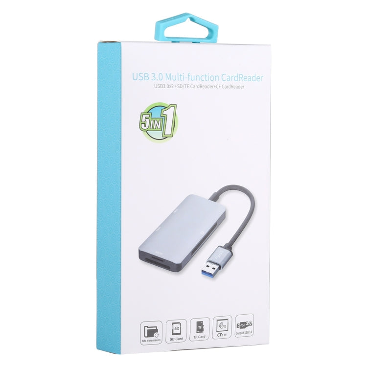 5 In 1 Dual USB 3.0 + CF + TF + SD Multi-function USB 3.0 Card Reader, 5 In 1 USB 3.0 – Durable Build, Easy to Use