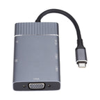 7 In 1 Dual USB 3.0 + TF/SD + HDMI/VGA + 3.5mm Jack + Type-C / USB-C Multi-function USB-C Dock Station, 2xUSB3.0+TF/SD+HDMI/VGA+3.5mm – Card Slot, TPU, 4K