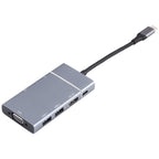 7 In 1 Dual USB 3.0 + TF/SD + HDMI/VGA + 3.5mm Jack + Type-C / USB-C Multi-function USB-C Dock Station, 2xUSB3.0+TF/SD+HDMI/VGA+3.5mm – Card Slot, TPU, 4K