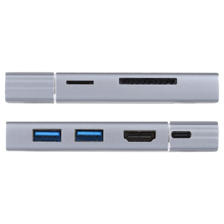 7 In 1 Dual USB 3.0 + TF/SD + HDMI/VGA + 3.5mm Jack + Type-C / USB-C Multi-function USB-C Dock Station, 2xUSB3.0+TF/SD+HDMI/VGA+3.5mm – Card Slot, TPU, 4K