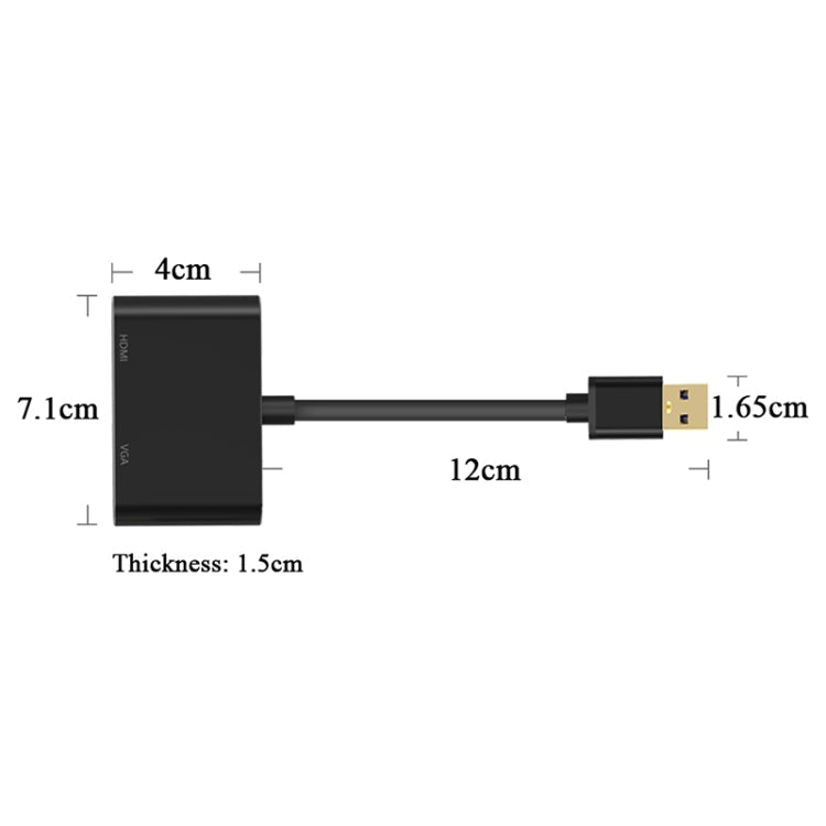5201B 2 in 1 USB 3.0 to VGA + HDMI HD Video Converter, 5201B Black, 5201B Silver – Aluminum Alloy, TPU