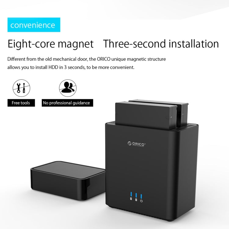ORICO DS200U3 3.5 inch 2 Bay Magnetic-type USB 3.0 Hard Drive Enclosure with Blue LED Indicator, USB 3.0 – Magnetic, Data Transmission
