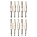 10 PCS 2 Pin 6.5mm Plug Zinc Alloy Welded Type Audio Connector 6.35 Audio Plug, 10 PCS 10 PCS