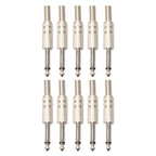10 PCS 2 Pin 6.5mm Plug Zinc Alloy Welded Type Audio Connector 6.35 Audio Plug, 10 PCS 10 PCS