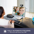 HXSJ S4 1080P Adjustable 180 Degree HD Manual Focus Video Webcam PC Camera with Microphone – Durable Build, Easy to Use