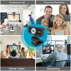 HXSJ S4 1080P Adjustable 180 Degree HD Manual Focus Video Webcam PC Camera with Microphone – Durable Build, Easy to Use