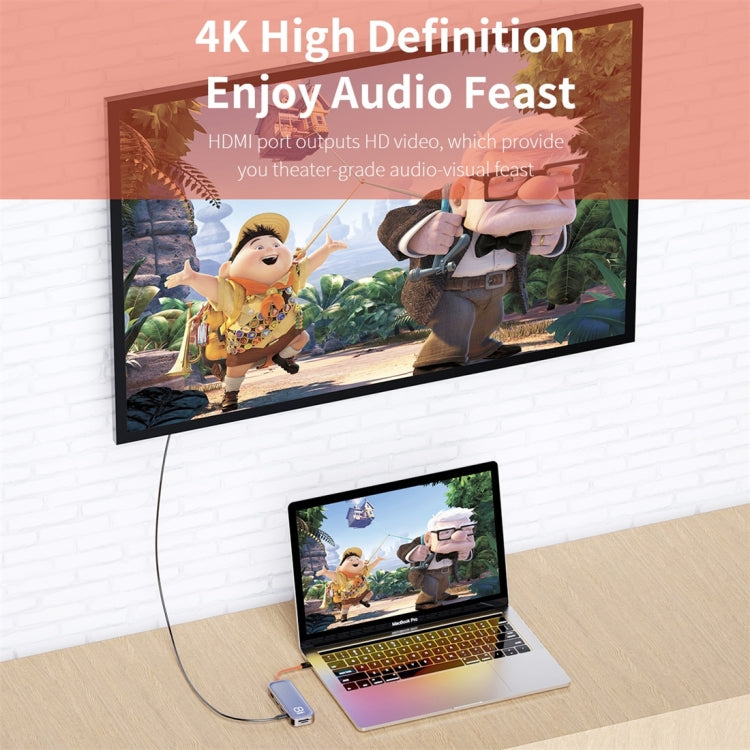 ROCK TR03 8 In 1 Type-C / USB-C to HDMI Multifunctional Extension HUB Adapter, TR03 – 4K