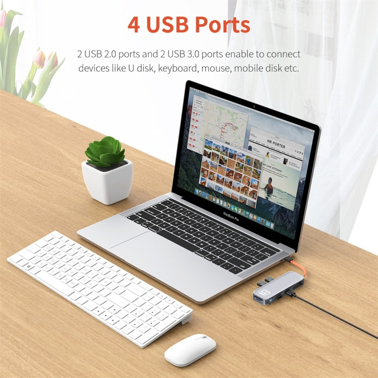 ROCK TR03 8 In 1 Type-C / USB-C to HDMI Multifunctional Extension HUB Adapter, TR03 – 4K