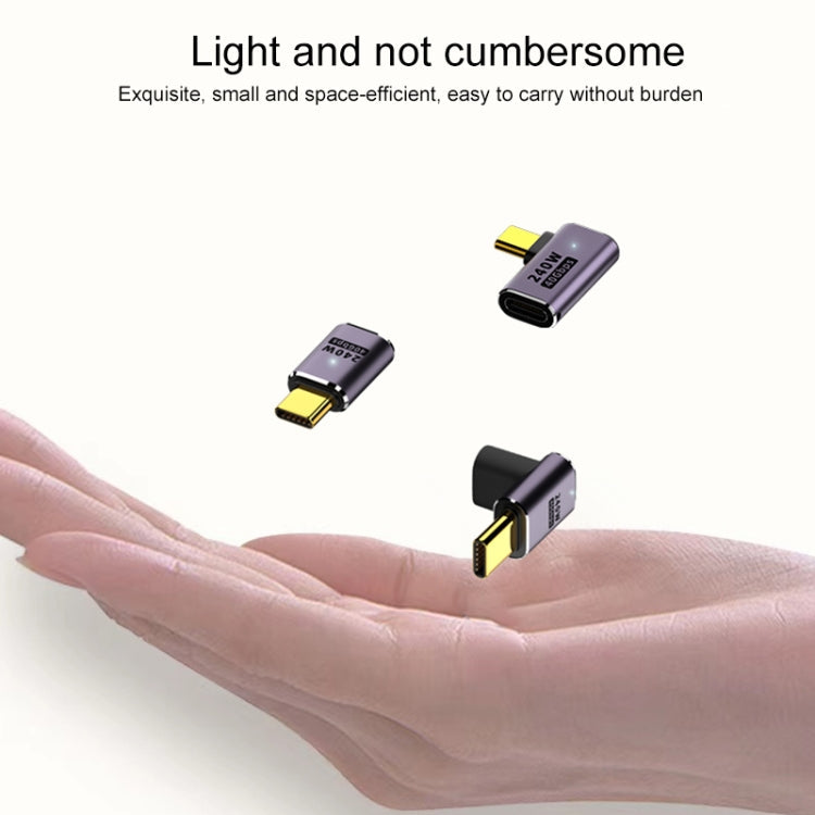 240W USB-C/Type-C Female to USB-C/Type-C Male 40Gbps U-Type Adapter with Light, U-Type Adapter – Wear-resistant, Aluminum Alloy