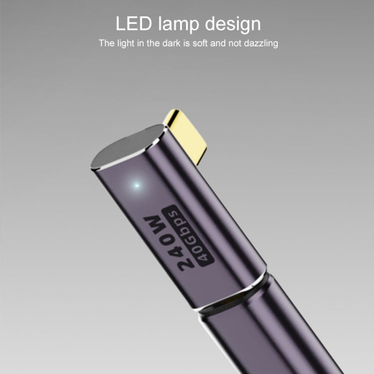 240W USB-C/Type-C Female to USB-C/Type-C Male 40Gbps U-Type Adapter with Light, U-Type Adapter – Wear-resistant, Aluminum Alloy