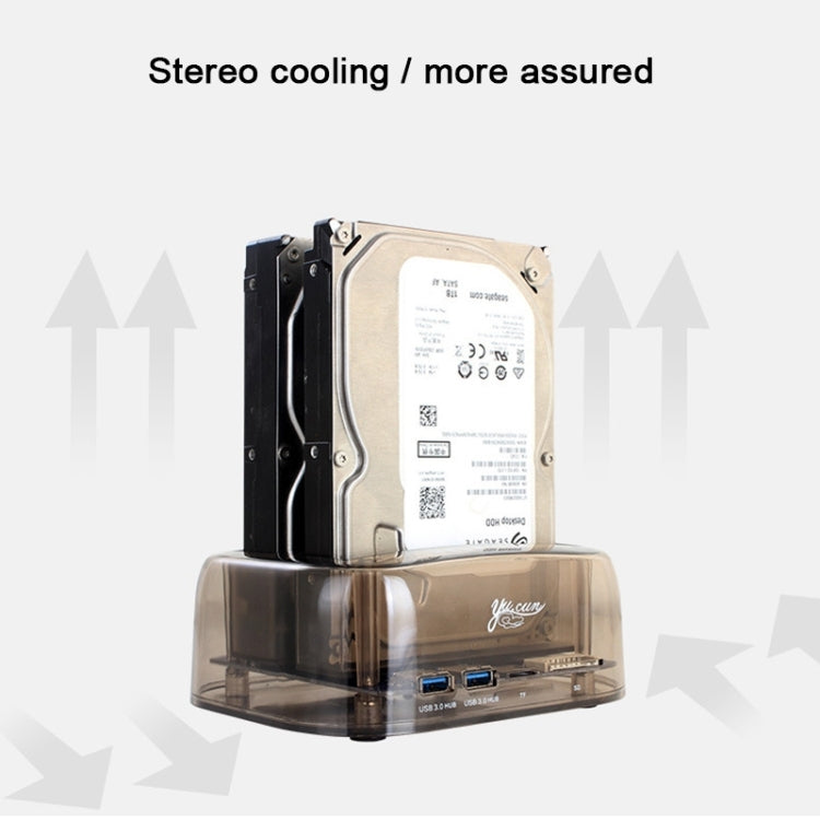 2.5 / 3.5 inch USB3.0 Dual SATA HDD Enclosure with HUB & OTB Function, The Maximum Support Capacity: 16TB – TPU