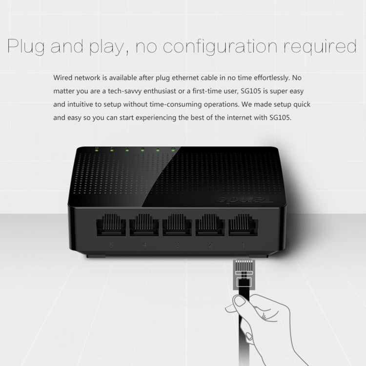 Tenda SG105 Mini 5 Ports 1000Mpbs Fast Gigabit Ethernet Network Switch LAN HUB, Tenda SG105 5 Ports Black – Durable Build, Easy to Use