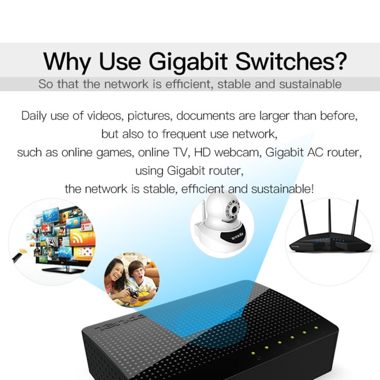 Tenda SG105 Mini 5 Ports 1000Mpbs Fast Gigabit Ethernet Network Switch LAN HUB, Tenda SG105 5 Ports Black – Durable Build, Easy to Use