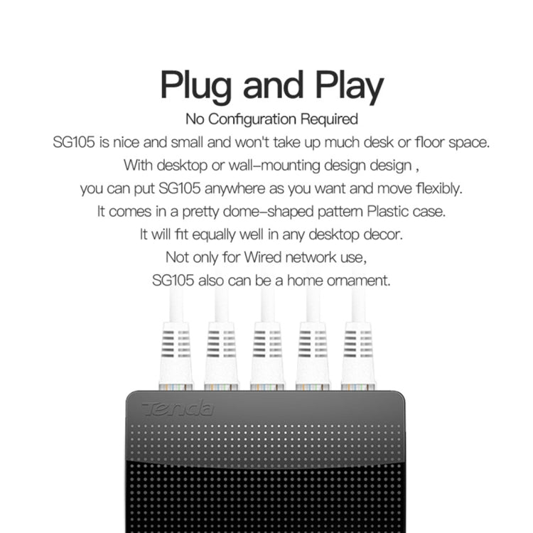 Tenda SG105 Mini 5 Ports 1000Mpbs Fast Gigabit Ethernet Network Switch LAN HUB, Tenda SG105 5 Ports Black – Durable Build, Easy to Use