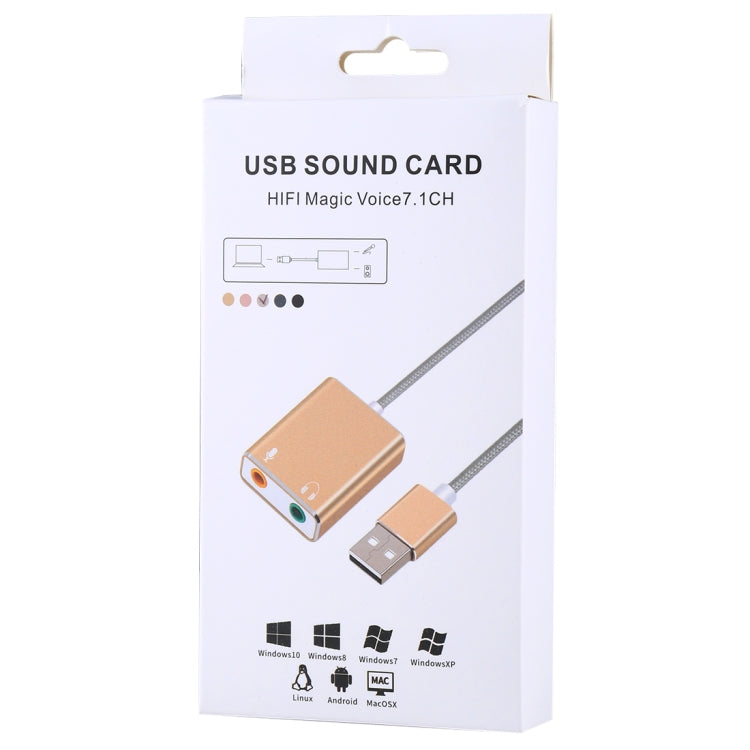 Aluminum Alloy Shell External USB Virtual 7.1 Channel Sound Card with 13cm Cable for PC Laptop, USB – Aluminum Alloy, TPU