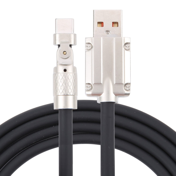 Mech Series 6A 120W USB to Type-C 180-degree Metal Plug Fast Charging Cable, Length: 1.2m, 1.2m Type-C, 1.2m 180-degree Type-C – Fast Charging, Aluminum Alloy 1.2m Type-C Black