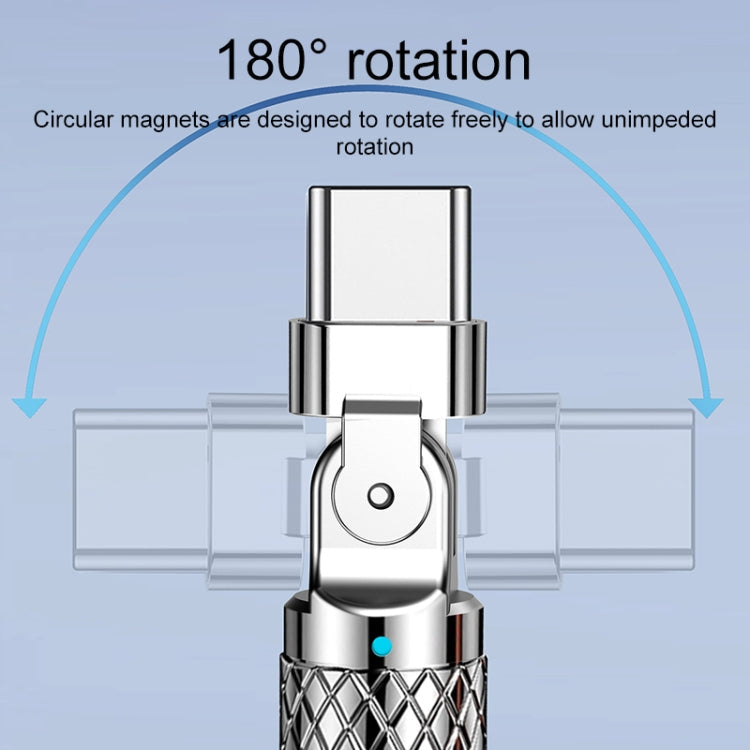 Mech Series 6A 120W USB to Type-C 180-degree Metal Plug Fast Charging Cable, Length: 1.2m, 1.2m Type-C, 1.2m 180-degree Type-C – Fast Charging, Aluminum Alloy