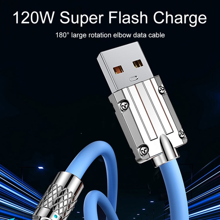 Mech Series 6A 120W USB to Type-C 180-degree Metal Plug Fast Charging Cable, Length: 1.2m, 1.2m Type-C, 1.2m 180-degree Type-C – Fast Charging, Aluminum Alloy