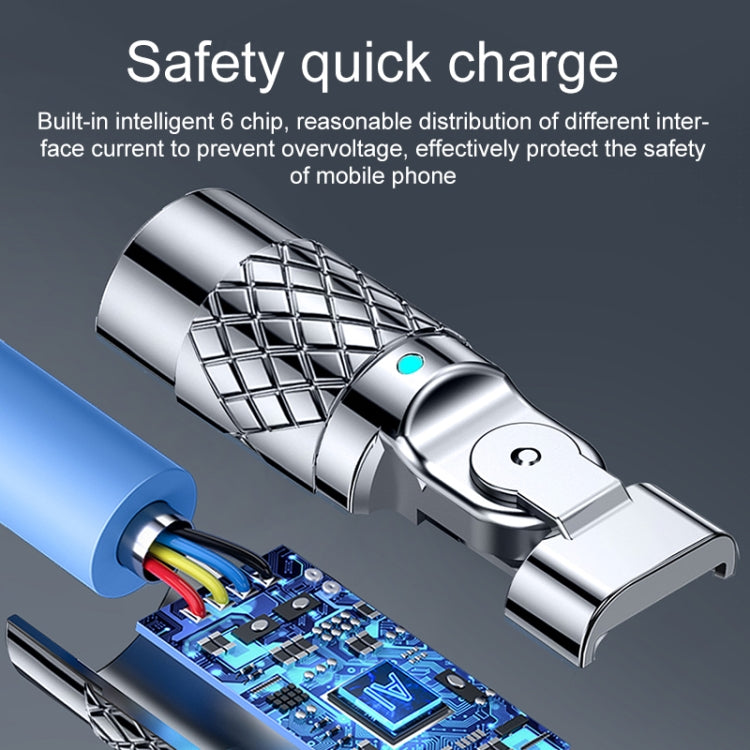 Mech Series 6A 120W USB to Type-C 180-degree Metal Plug Fast Charging Cable, Length: 1.2m, 1.2m Type-C, 1.2m 180-degree Type-C – Fast Charging, Aluminum Alloy