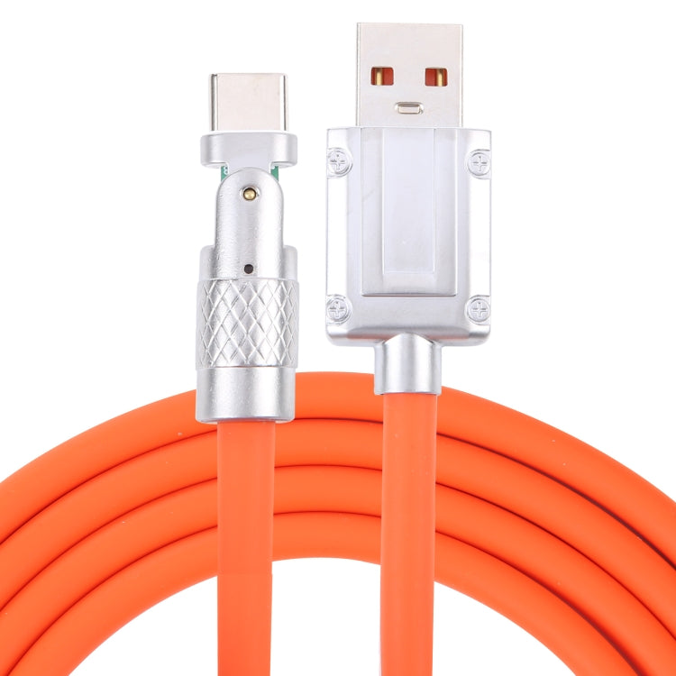 Mech Series 6A 120W USB to Type-C 180-degree Metal Plug Fast Charging Cable, Length: 1.8m, 1.8m 180-degree Type-C – Fast Charging, Aluminum Alloy 1.8m 180-degree Type-C Orange
