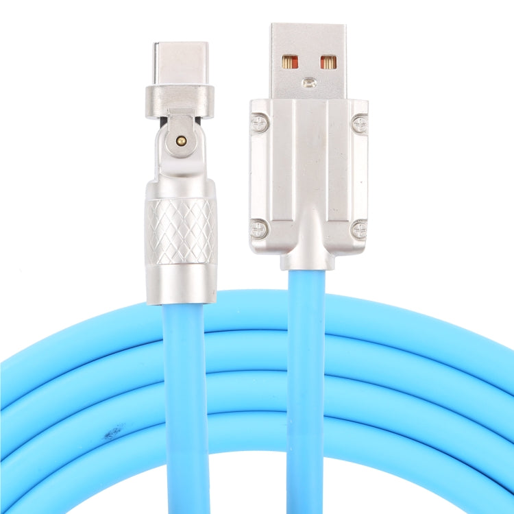Mech Series 6A 120W USB to Type-C 180-degree Metal Plug Fast Charging Cable, Length: 1.8m, 1.8m 180-degree Type-C – Fast Charging, Aluminum Alloy 1.8m 180-degree Type-C Blue