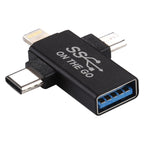 3 in 1 USB 3.0 to 8 Pin + Micro USB + USB-C / Type-C Interface Multifunctional OTG Adapter – Data Transmission