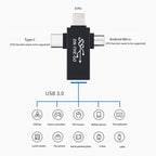 3 in 1 USB 3.0 to 8 Pin + Micro USB + USB-C / Type-C Interface Multifunctional OTG Adapter – Data Transmission
