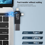 3 in 1 USB 3.0 to 8 Pin + Micro USB + USB-C / Type-C Interface Multifunctional OTG Adapter – Data Transmission