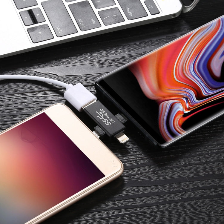 3 in 1 USB 3.0 to 8 Pin + Micro USB + USB-C / Type-C Interface Multifunctional OTG Adapter – Data Transmission