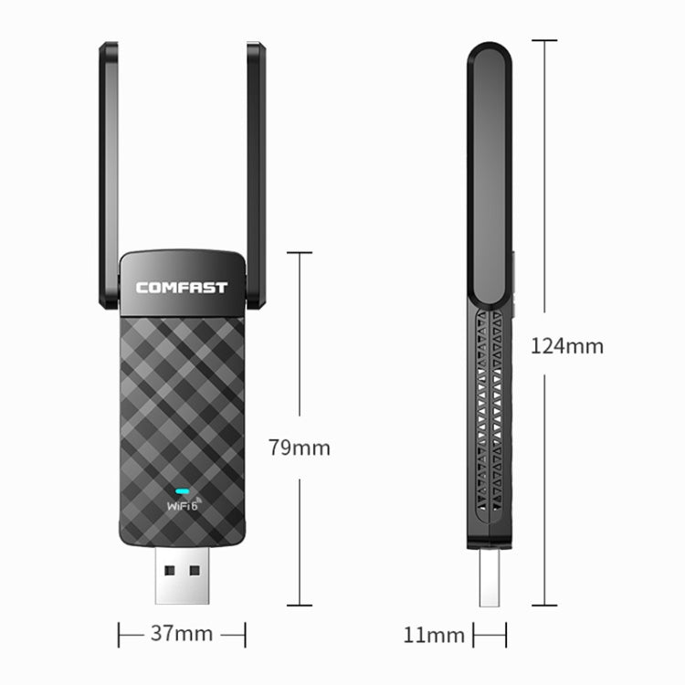 COMFAST C-952AX V2 1800Mbps Dual Band Wireless Network Card WiFi6 USB Adapter, CF-952AX V2 – Plug-and-play