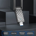 COMFAST C-952AX V2 1800Mbps Dual Band Wireless Network Card WiFi6 USB Adapter, CF-952AX V2 – Plug-and-play