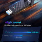 COMFAST C-952AX V2 1800Mbps Dual Band Wireless Network Card WiFi6 USB Adapter, CF-952AX V2 – Plug-and-play