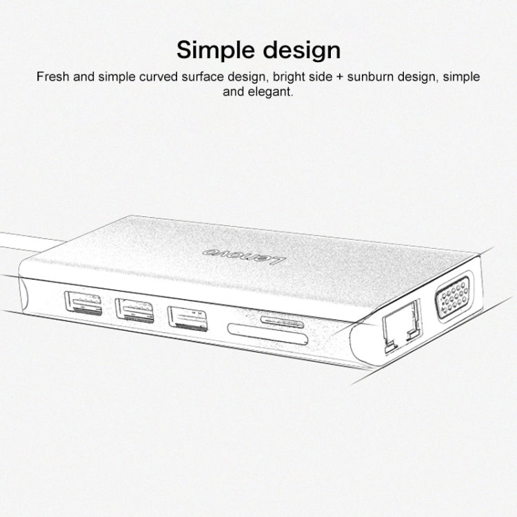 Lenovo LX0801 Type-C / USB-C Network Cable Interface Converter Docking Station, LX0801 – Aluminum Alloy