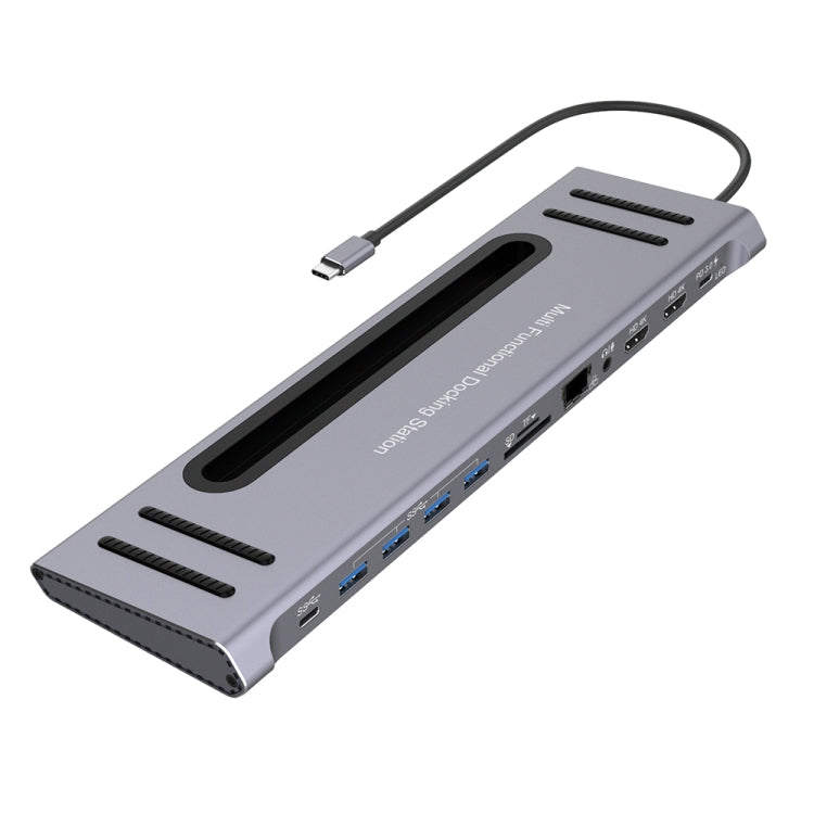 Onten 9199 12 in 1 USB-C / Type-C to USB-C / Type-C + TF / SD Card Slot + RJ45 + 3.5mm Audio + PD USB-C / Type-C Charging + 2 HDMI + 4 USB 3.0 Ports Multifunctional HUB Converter Docking Station, 9199 – Card Slot, Data Transmission, 4K 9199