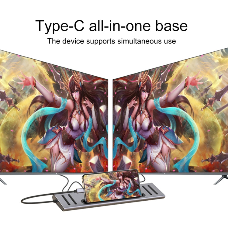 Onten 9199 12 in 1 USB-C / Type-C to USB-C / Type-C + TF / SD Card Slot + RJ45 + 3.5mm Audio + PD USB-C / Type-C Charging + 2 HDMI + 4 USB 3.0 Ports Multifunctional HUB Converter Docking Station, 9199 – Card Slot, Data Transmission, 4K