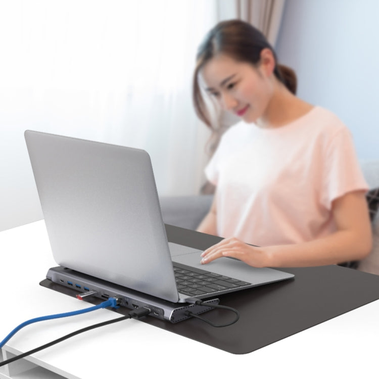 Onten 9199 12 in 1 USB-C / Type-C to USB-C / Type-C + TF / SD Card Slot + RJ45 + 3.5mm Audio + PD USB-C / Type-C Charging + 2 HDMI + 4 USB 3.0 Ports Multifunctional HUB Converter Docking Station, 9199 – Card Slot, Data Transmission, 4K