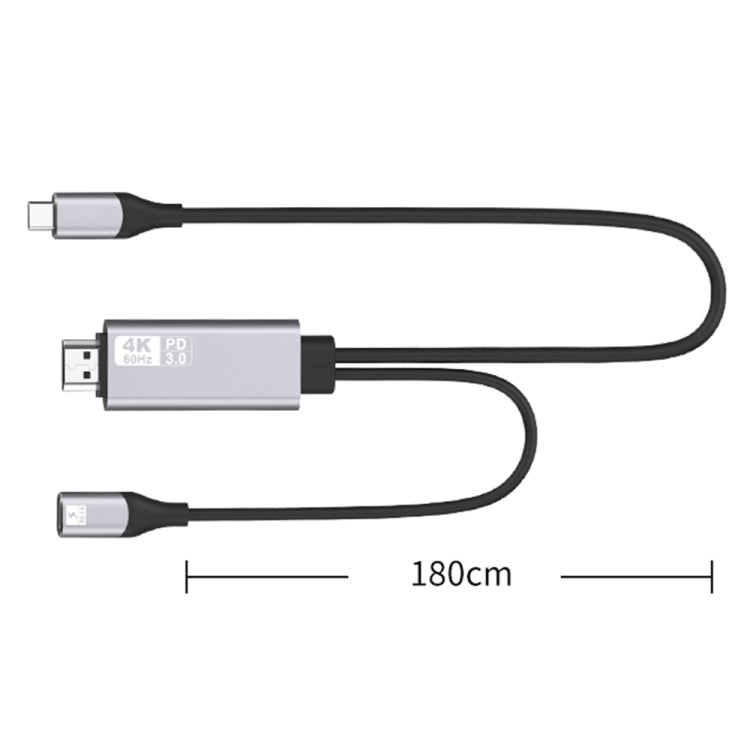 9572PD USB-C / Type-C Male to HDMI Male 4K HD Video Adapter Cable, Cable Length: 1.8m – Aluminum Alloy