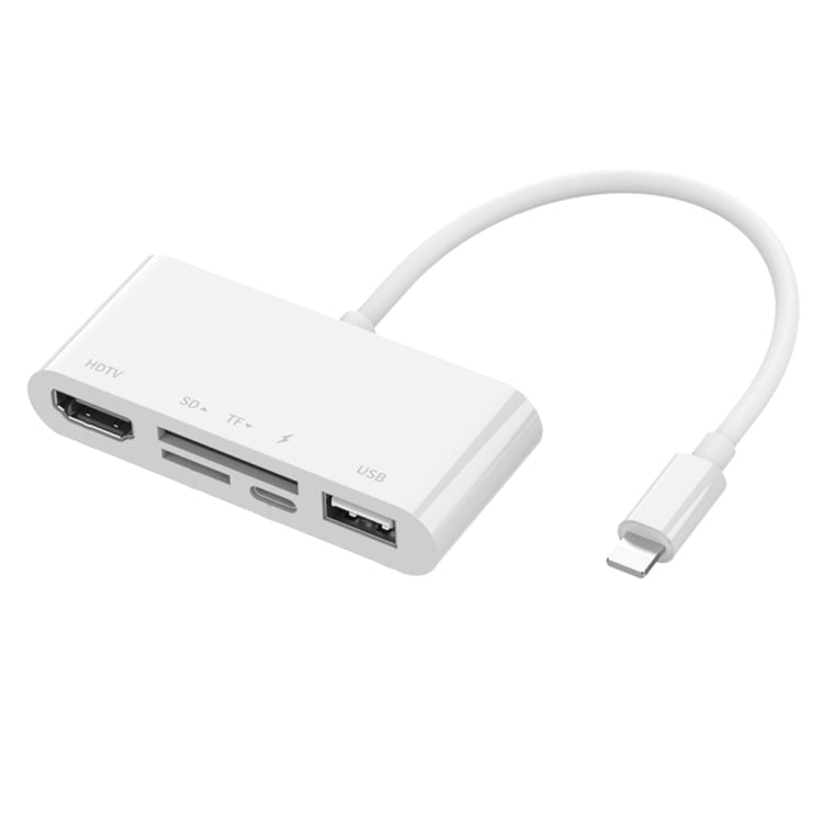 75215 5 in 1 8 Pin to HDMI + SD Card Slot + TF Card Slot + USB + 8 Pin Charging Port HD Video Converter, 75215 75215