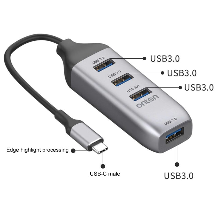 Onten 95118U 4 in 1 USB-C / Type-C to 4 USB 3.0 Ports Multifunctional HUB Converter Docking Station, 95118U – Data Transmission