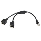 1 to 2 Socket LAN Ethernet Network CAT5 RJ45 Plug Splitter Adapter, Cable Length: 25cm – Magnetic